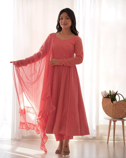 RaniI Ruffled Flared Anarkali Set
