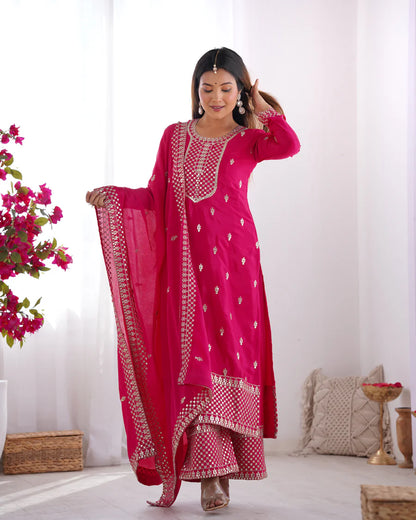 Lovely Pure Chinon Silk Fabric Kurta Set