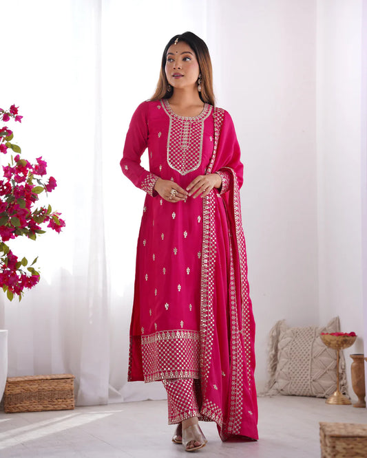 Lovely Pure Chinon Silk Fabric Kurta Set