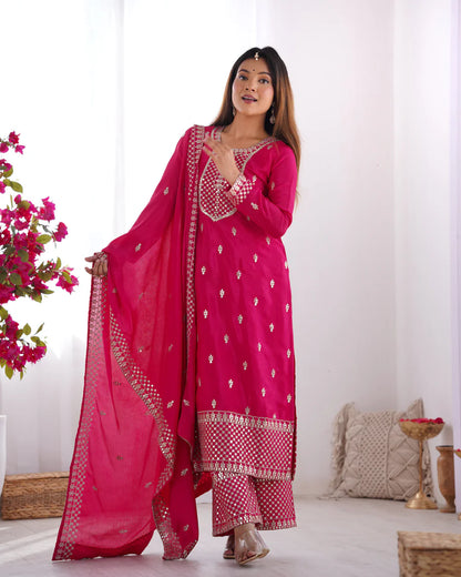 Lovely Pure Chinon Silk Fabric Kurta Set
