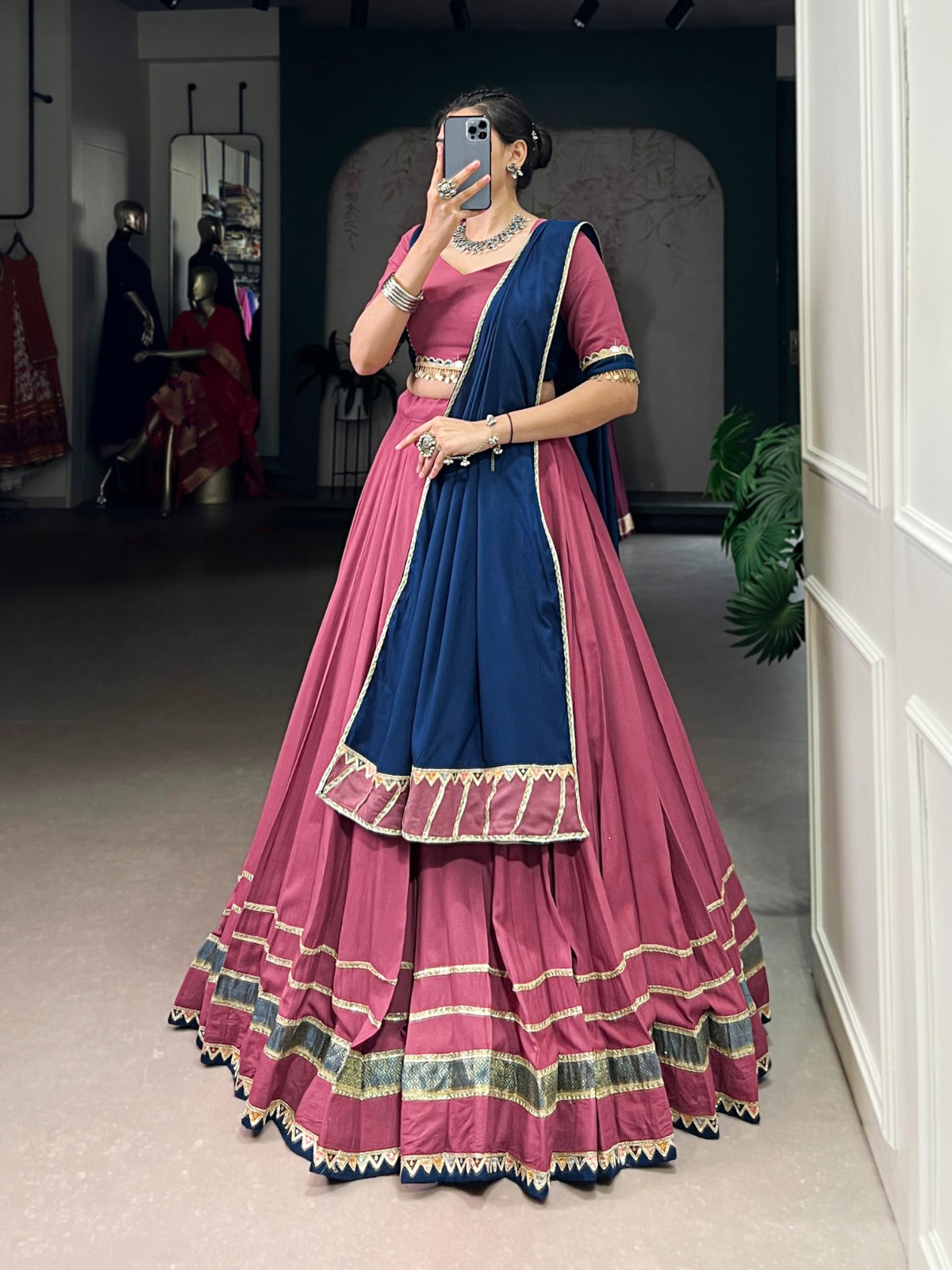 Trisha Wine Rayon Lehenga with Lovely Blue Dupatta