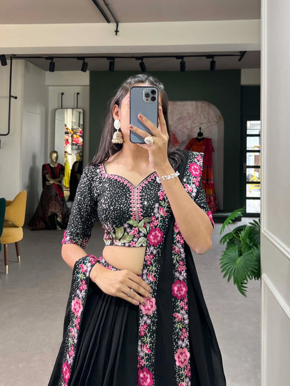 Black Beauty Flares of Grace In Georgette Lahenga