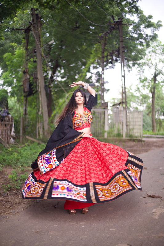 Dwarika Printed And Gamthi work Lehenga Choli