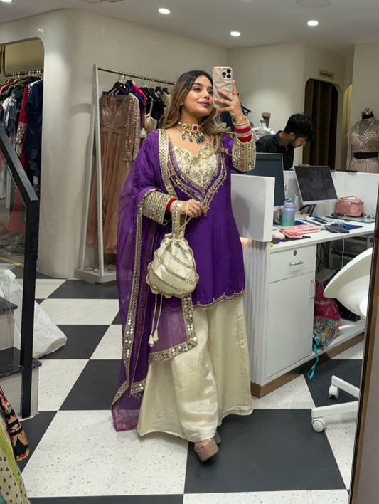Zeenat Designer Hand Mirror Work Sharara