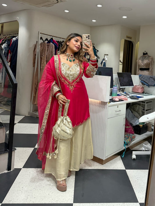 Zeenat Designer Hand Mirror Work Sharara