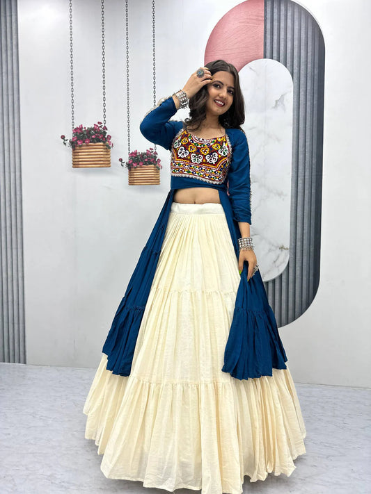 Kutchi Embroidered Crop Top Navratri & Festive Designer Set Regular