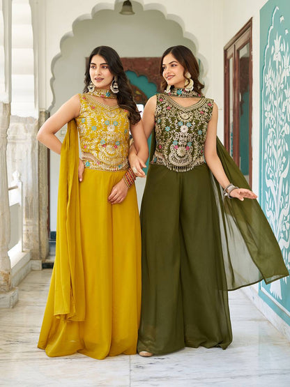 Haldi With Mahendi Tradition Meets  Palazzo Suit
