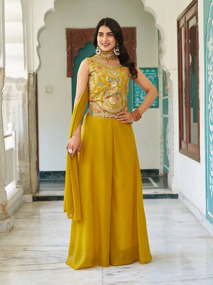 Haldi With Mahendi Tradition Meets  Palazzo Suit
