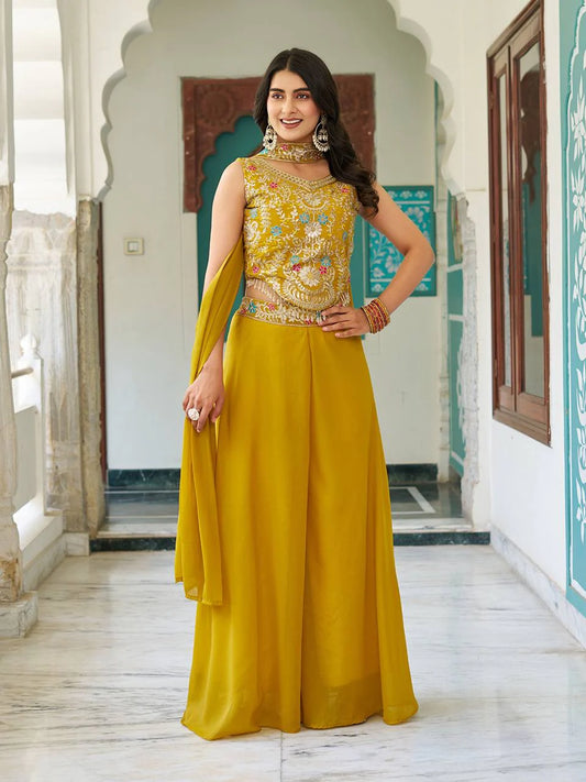 Haldi With Mahendi Tradition Meets  Palazzo Suit