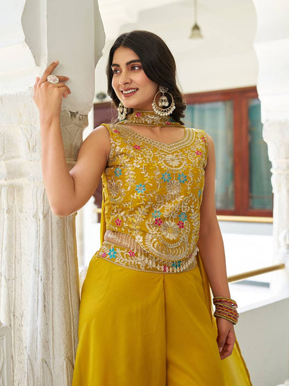 Haldi With Mahendi Tradition Meets  Palazzo Suit
