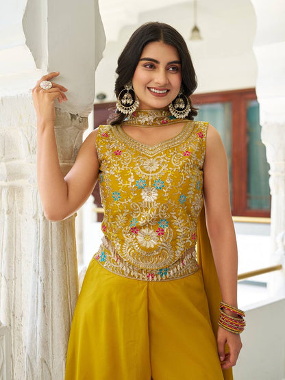 Haldi With Mahendi Tradition Meets  Palazzo Suit